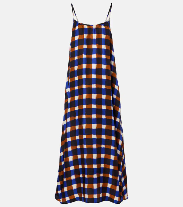  Asceno Asceno Napoli Checked Silk Twill Maxi Dress 