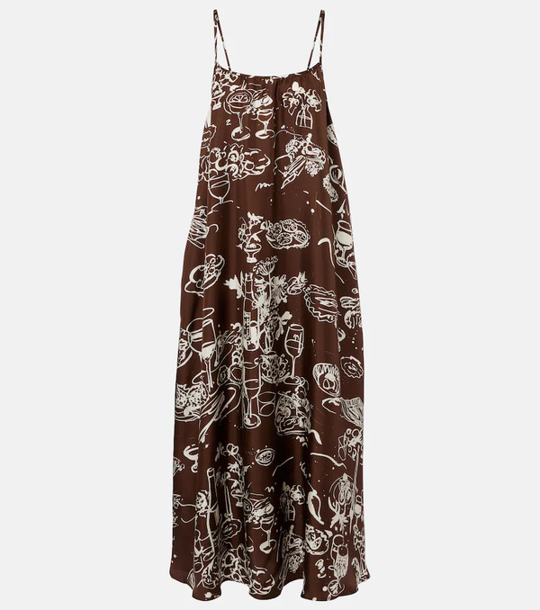  Asceno Asceno Napoli Printed Silk Twill Maxi Dress 