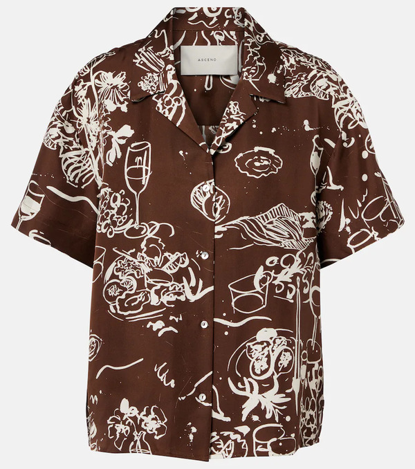  Asceno Asceno Prague Printed Silk Twill Bowling Shirt 