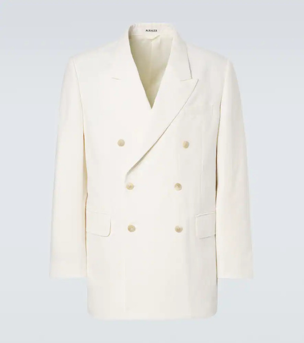  Auralee Auralee Double-breasted Wool, Cotton, And Linen Blazer 