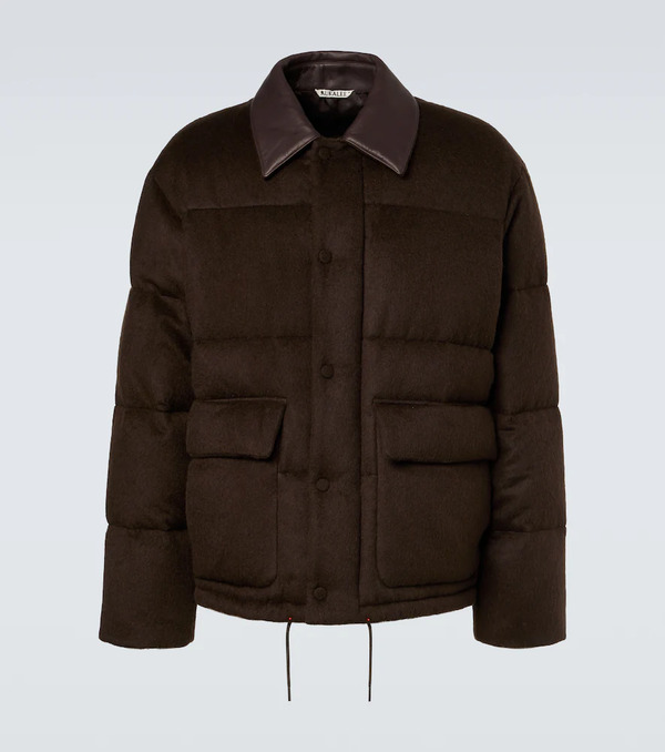  Auralee Auralee Leather-trimmed Camel Hair Down Jacket 