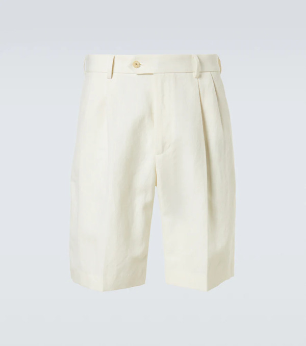  Auralee Auralee Pleated Wool, Cotton, And Linen Shorts 