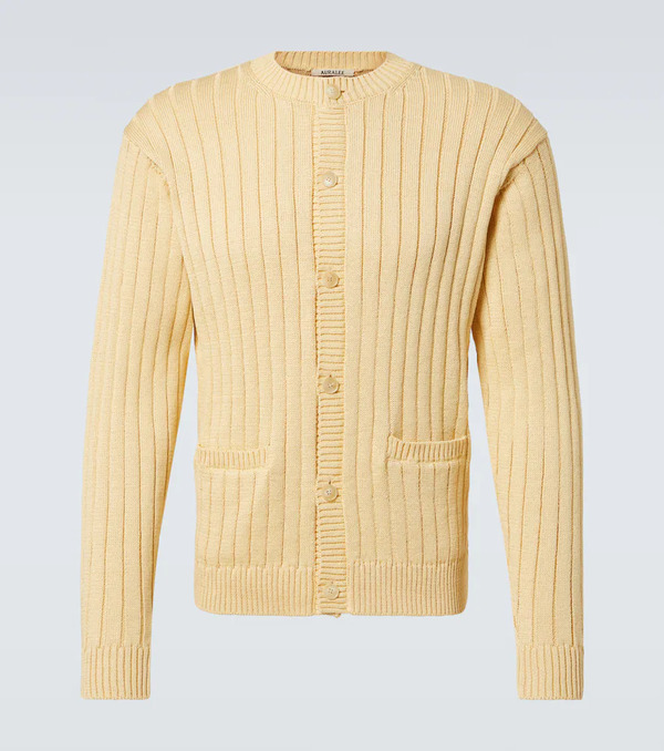  Auralee Auralee Ribbed-knit Cotton Cardigan 