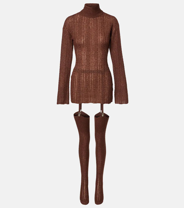  Aya Muse Aya Muse Cable-knit Minidress And Tights Set 