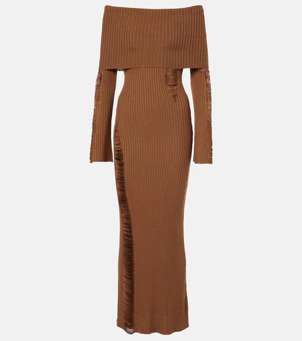  Aya Muse Aya Muse Danica Ribbed-knit Silk-blend Midi Dress 