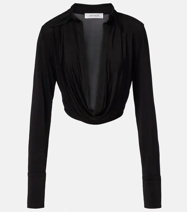  Aya Muse Aya Muse Freya Draped Crop Top 
