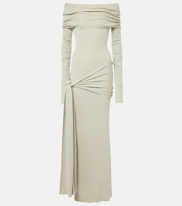  Aya Muse Aya Muse Kora Off-shoulder Silk-blend Maxi Dress 