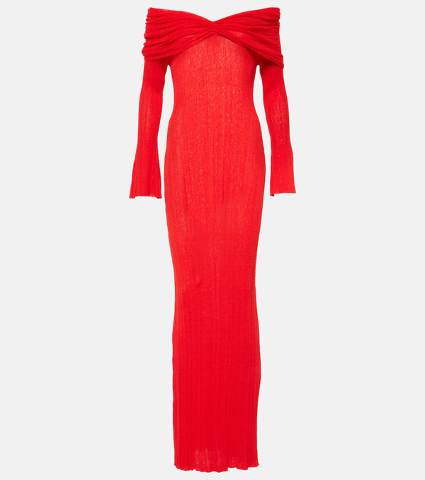  Aya Muse Aya Muse Off-shoulder Linen-blend Maxi Dress 