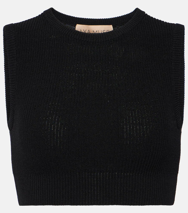  Aya Muse Aya Muse Ribbed-knit Cotton-blend Crop Top 