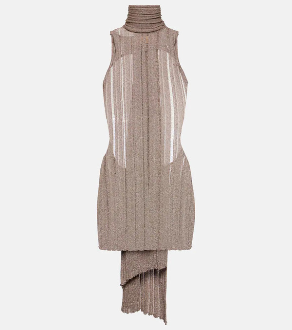  Aya Muse Aya Muse Ribbed-knit Lamã© Minidress 