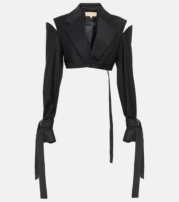  Aya Muse Aya Muse Xylo Cutout Cropped Wool-blend Blazer 