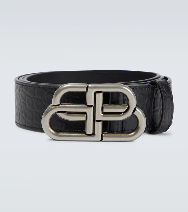  Balenciaga Balenciaga Bb Large Croc-effect Leather Belt 