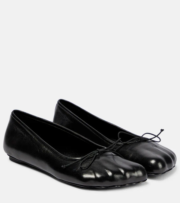  Balenciaga Balenciaga Bow-detail Leather Ballet Flats 