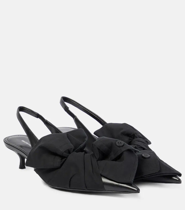  Balenciaga Balenciaga Bow-detail Leather Slingback Pumps 
