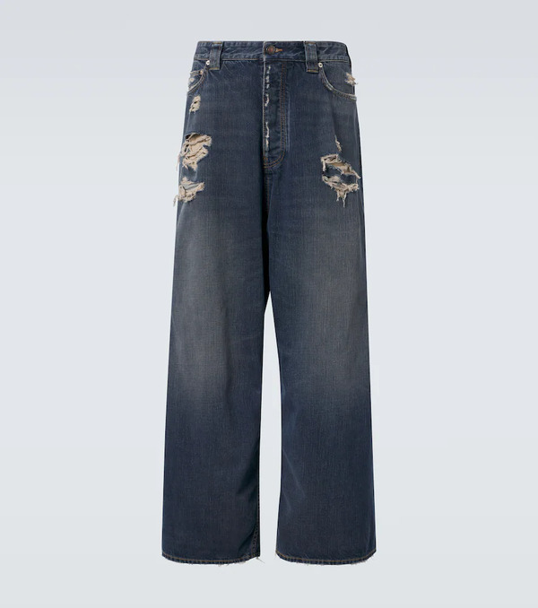  Balenciaga Balenciaga Distressed Mid-rise Wide-leg Jeans 