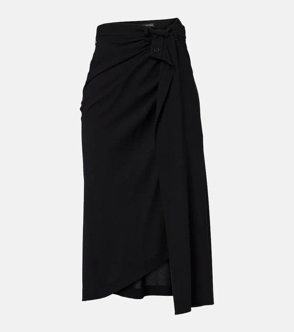  Balenciaga Balenciaga Draped Gathered Crãªpe Midi Skirt 