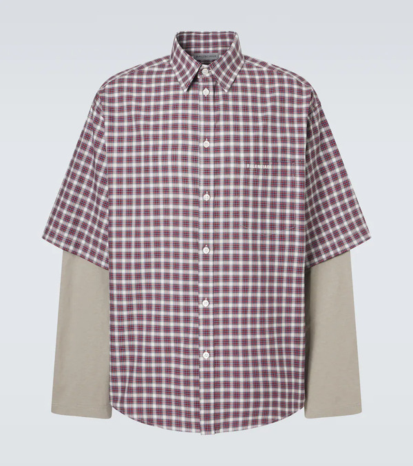  Balenciaga Balenciaga Layered Checked Cotton Shirt 