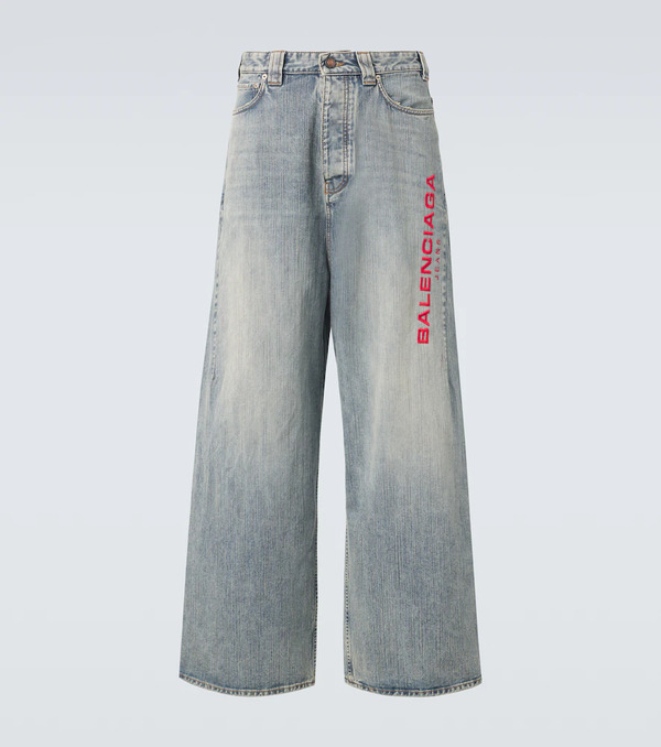  Balenciaga Balenciaga Logo Embroidered Wide-leg Jeans 