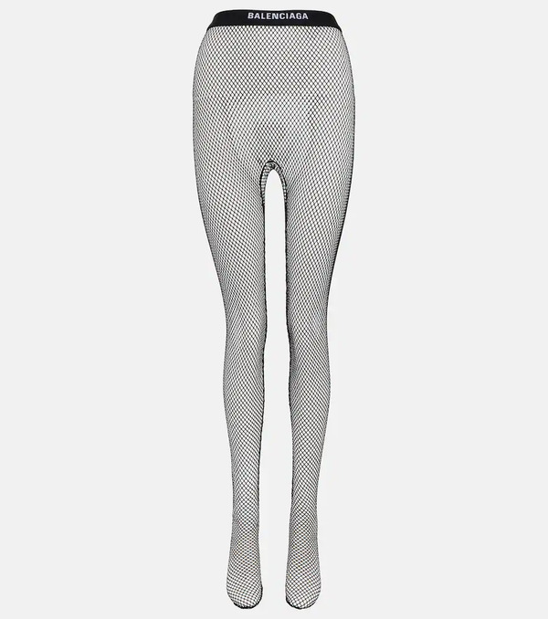  Balenciaga Balenciaga Logo Waistband Fishnet Tights 