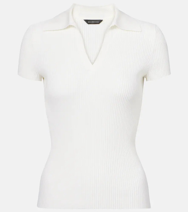  Balenciaga Balenciaga Ribbed-knit Wool-blend Polo Sweater 