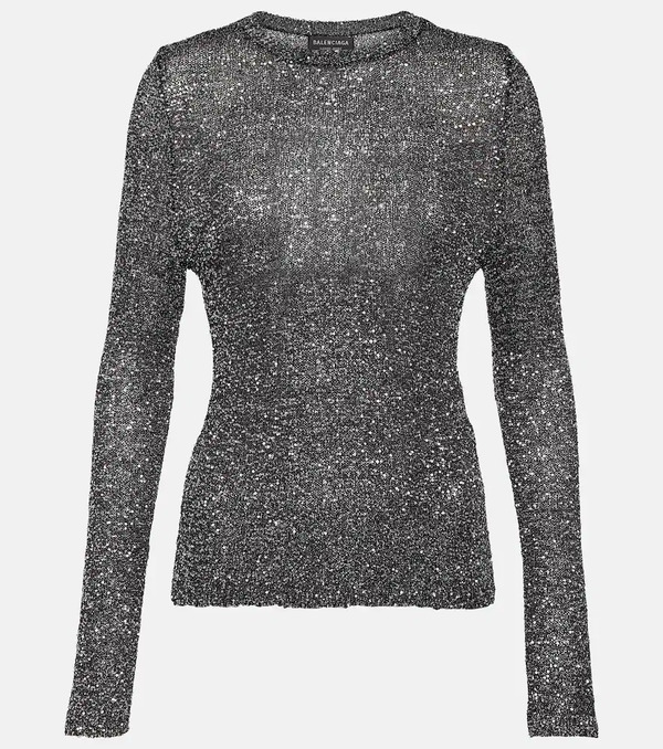  Balenciaga Balenciaga Sequined Metallic Knit Sweater 
