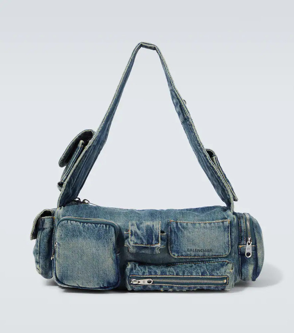  Balenciaga Balenciaga Superbusy Sling Small Denim Shoulder Bag 