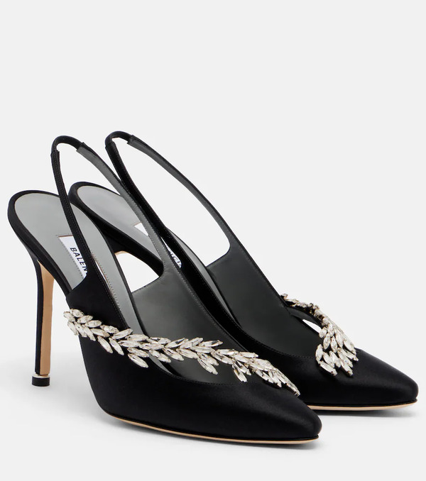  Balenciaga Balenciaga X Manolo Blahnik Satin Slingback Pumps 