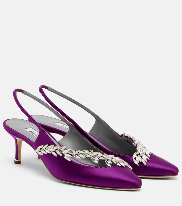  Balenciaga Balenciaga X Manolo Blahnik Satin Slingback Pumps 