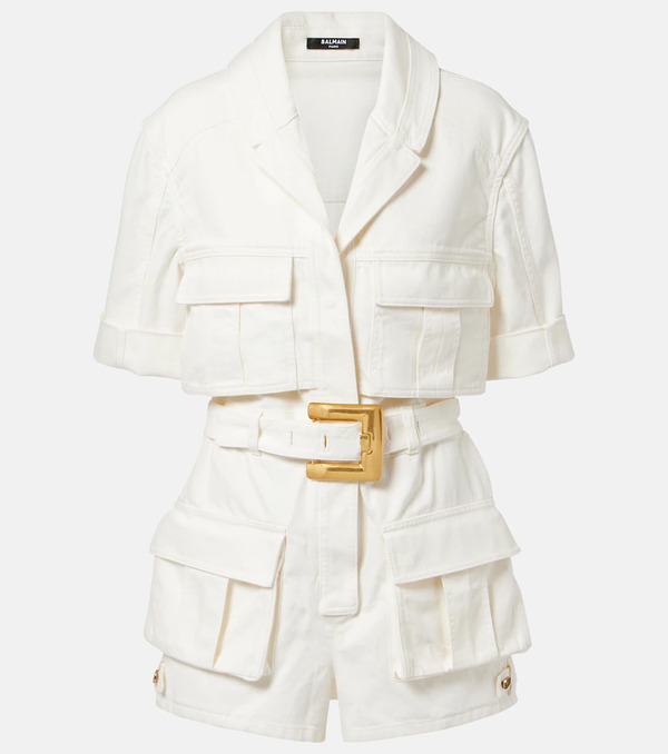  Balmain Balmain Belted Denim Romper 