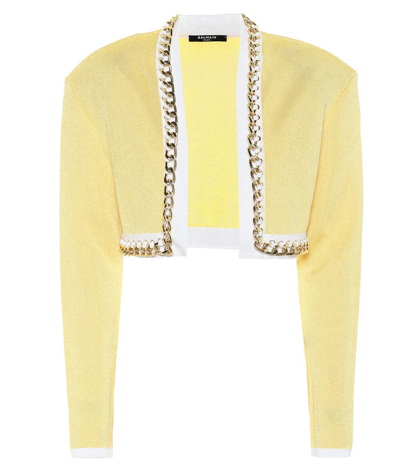  Balmain Balmain Chain-link Cropped Knit Jacket 