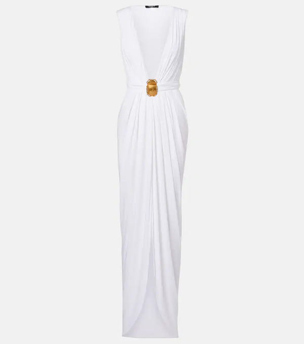  Balmain Balmain Embellished Jersey Maxi Dress 