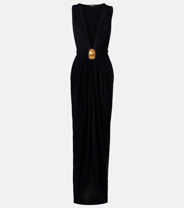  Balmain Balmain Embellished Jersey Maxi Dress 