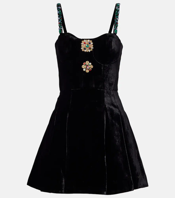  Balmain Balmain Embellished Velvet Minidress 