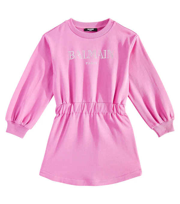  Balmain Kids Balmain Kids Logo Cotton Jersey Sweatshirt Dress 