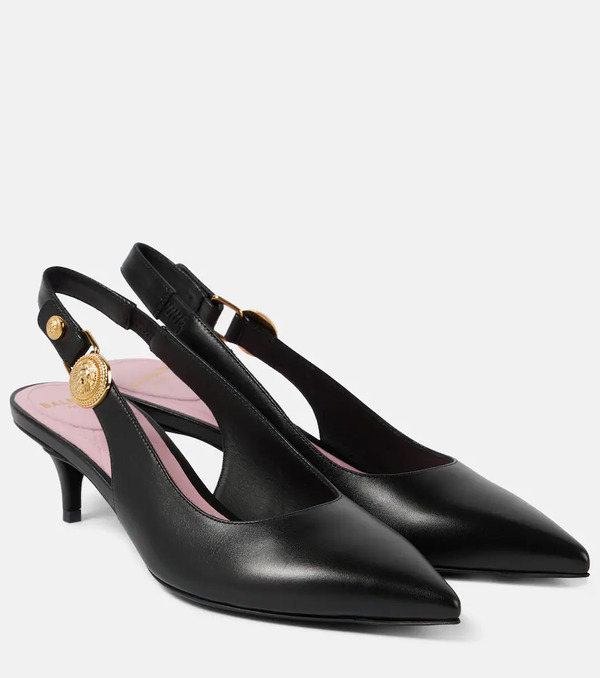  Balmain Balmain Medusa '95 Leather Slingback Pumps 