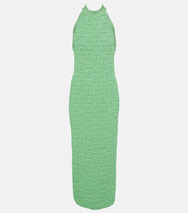  Balmain Balmain Monogram Openwork Midi Dress 