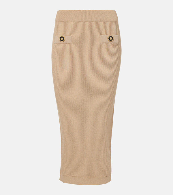  Balmain Balmain Ribbed-knit Pencil Skirt 