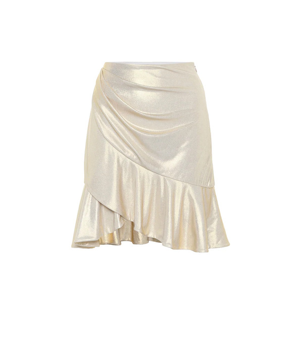  Balmain Balmain Ruffle-trimmed Lamã© Miniskirt 