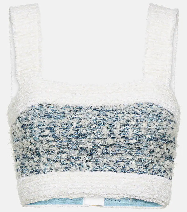  Balmain Balmain Tweed Denim Crop Top 