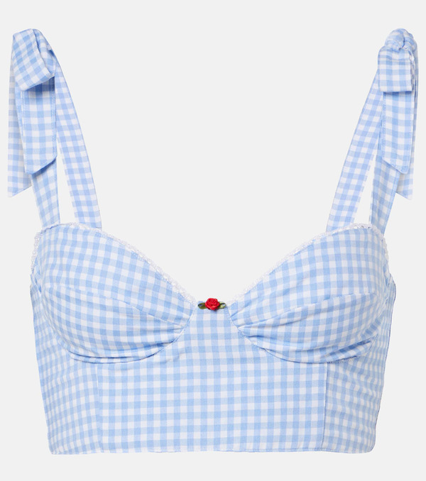  Bananhot Bananhot Alba Gingham Cotton Poplin Crop Top 