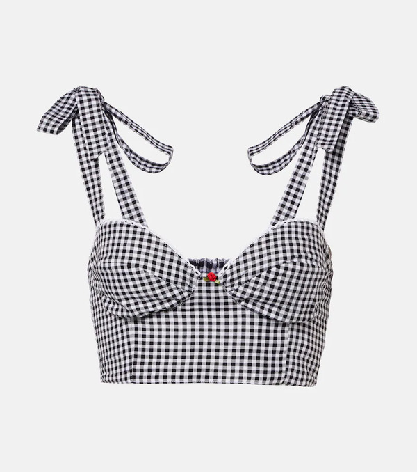  Bananhot Bananhot Alba Gingham Cotton Poplin Crop Top 