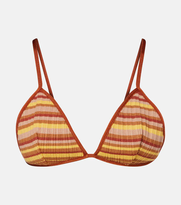  Bananhot Bananhot Ann Ribbed-knit Striped Bikini Top 