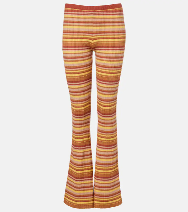  Bananhot Bananhot Ann Ribbed-knit Striped Flared Pants 