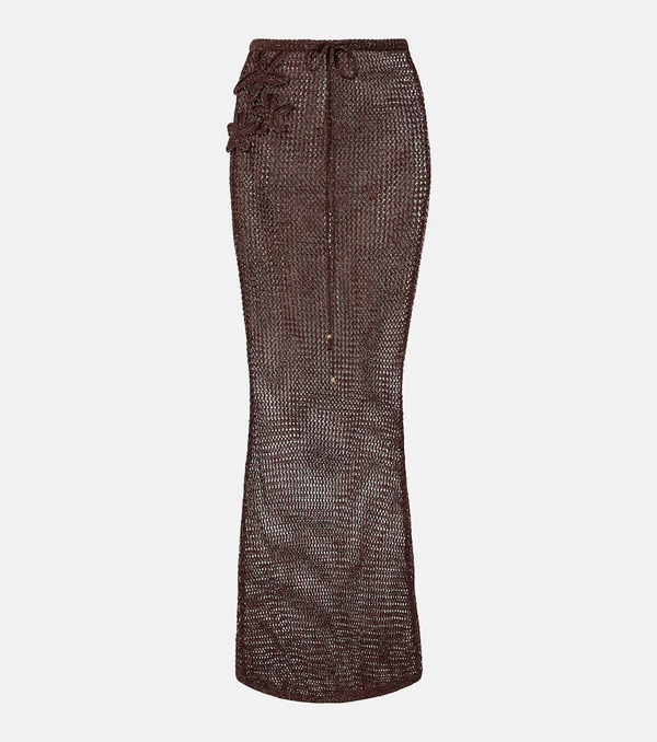  Bananhot Bananhot Cori Open-knit Lamã© Maxi Skirt 