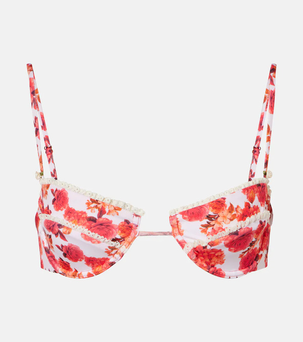  Bananhot Bananhot Faith Floral Lace-trimmed Bikini Top 
