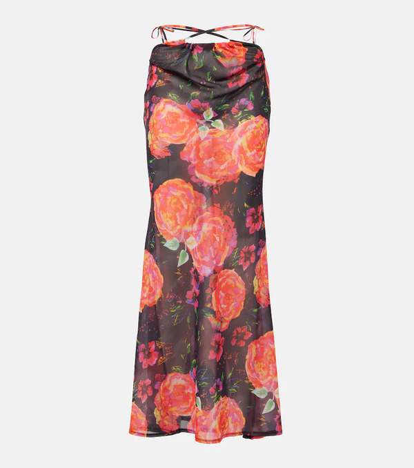  Bananhot Bananhot Floral Chiffon Beach Cover-up 