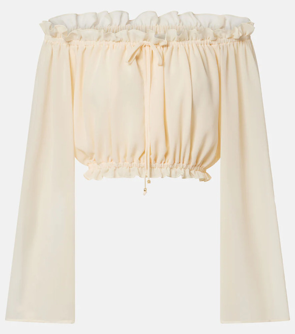  Bananhot Bananhot Ora Ruffled Off-shoulder Crop Top 
