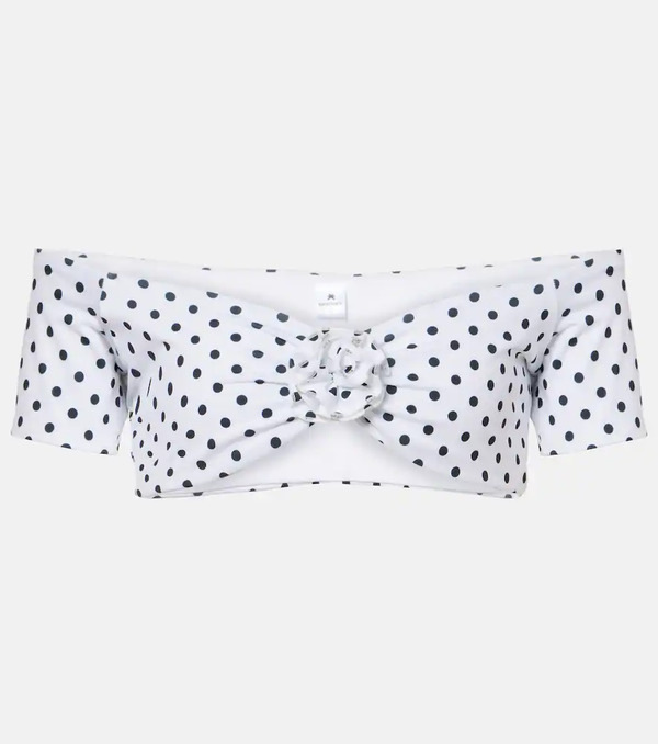  Bananhot Bananhot Stefani Polka-dot Off-shoulder Crop Top 