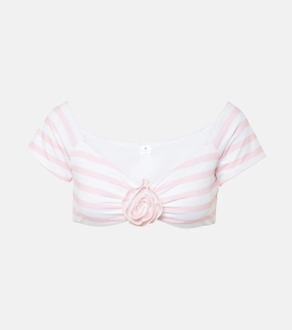  Bananhot Bananhot Stefani Striped Off-shoulder Crop Top 