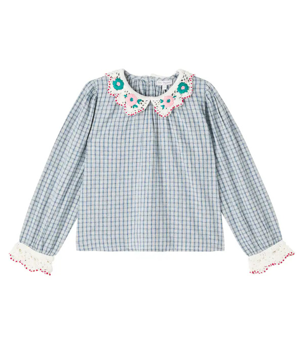  Bebe Organic Bebe Organic Rhea Checked Cotton And Linen Blouse 